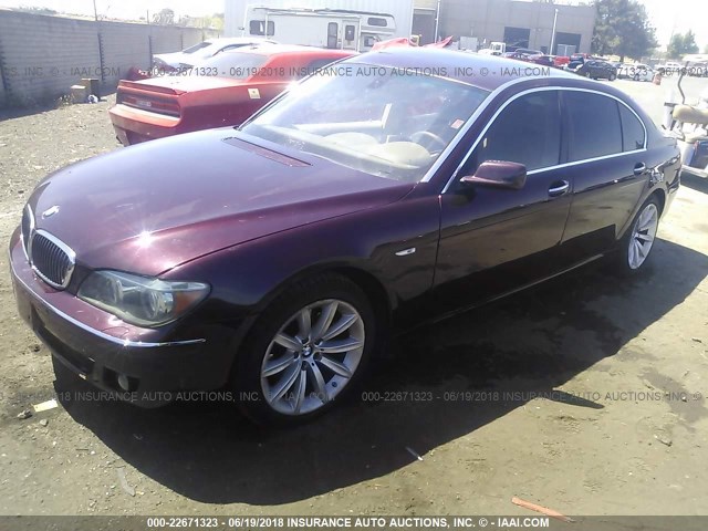 WBAHN835X7DT75596 - 2007 BMW 750 BURGUNDY photo 2