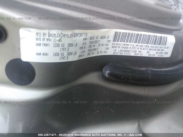 1J8HH48K66C171439 - 2006 JEEP COMMANDER ოქროსფერი ფოტო 9