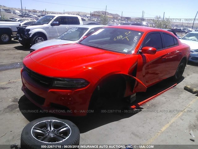 2C3CDXBG2JH114376 - 2018 DODGE CHARGER SXT ORANGE photo 2