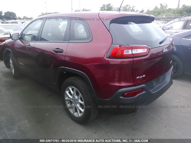 1C4PJMAB1FW594543 - 2015 JEEP CHEROKEE SPORT RED photo 3