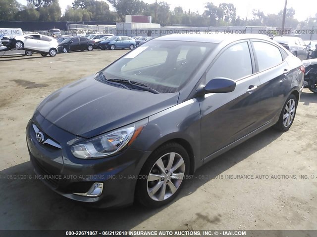 KMHCU4AE7CU182193 - 2012 HYUNDAI ACCENT GLS/GS/SE GRAY photo 2