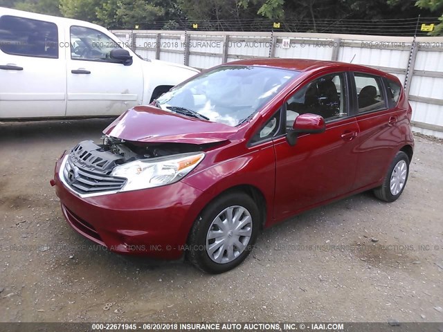 3N1CE2CP4EL435037 - 2014 NISSAN VERSA NOTE S/S PLUS/SV/SL RED photo 2
