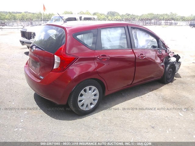 3N1CE2CP4EL435037 - 2014 NISSAN VERSA NOTE S/S PLUS/SV/SL RED photo 4