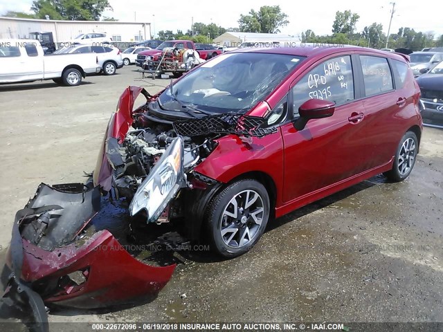 3N1CE2CP7FL351182 - 2015 NISSAN VERSA NOTE S/S PLUS/SV/SL/SR RED photo 2