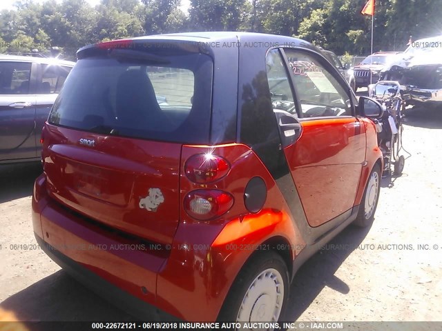 WMEEJ31X58K150378 - 2008 SMART FORTWO PURE/PASSION ORANGE photo 4