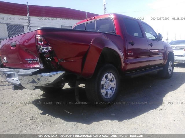 3TMJU62NX8M050613 - 2008 TOYOTA TACOMA DOUBLE CAB PRERUNNER RED photo 4