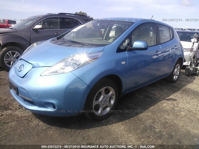 JN1AZ0CP1BT000547 - 2011 NISSAN LEAF SV/SL BLUE photo 2