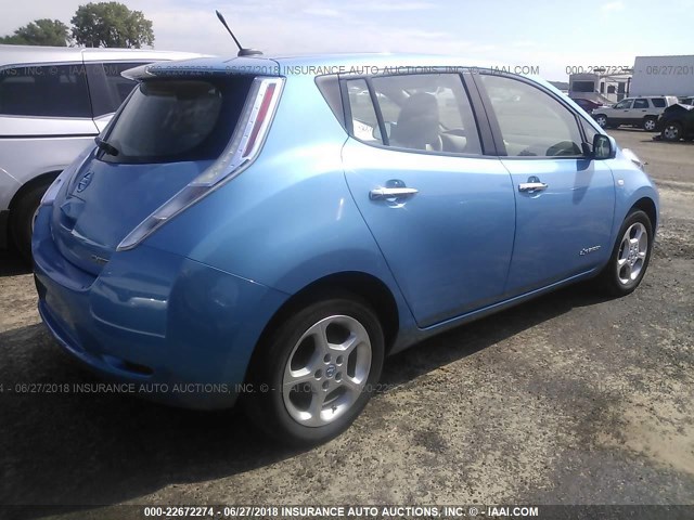 JN1AZ0CP1BT000547 - 2011 NISSAN LEAF SV/SL BLUE photo 4