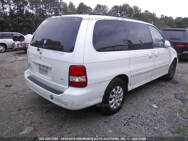 KNDUP132956738061 - 2005 KIA SEDONA EX/LX WHITE photo 4