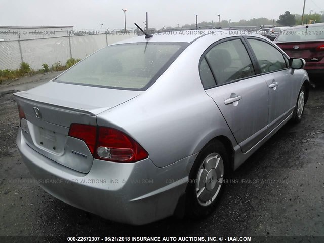 JHMFA36238S025555 - 2008 HONDA CIVIC HYBRID SILVER photo 4