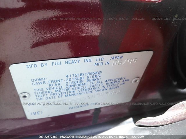 JF1SF6556XH747862 - 1999 SUBARU FORESTER S/S LIMITED RED photo 9