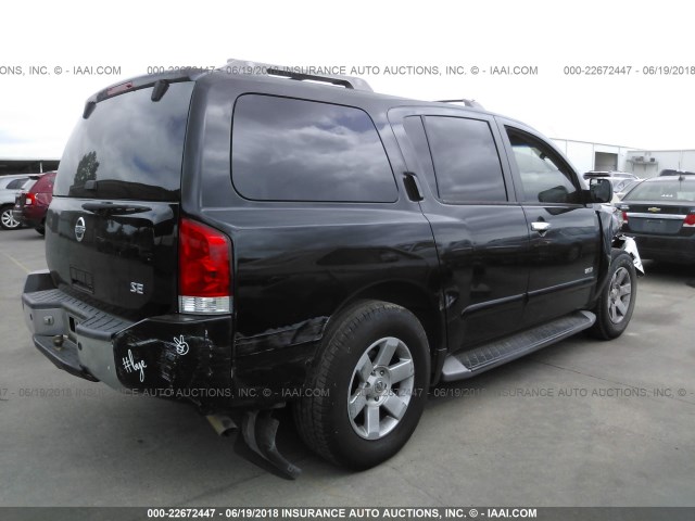 5N1AA08A65N724179 - 2005 NISSAN ARMADA SE/LE BLACK photo 4