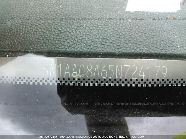 5N1AA08A65N724179 - 2005 NISSAN ARMADA SE/LE BLACK photo 9