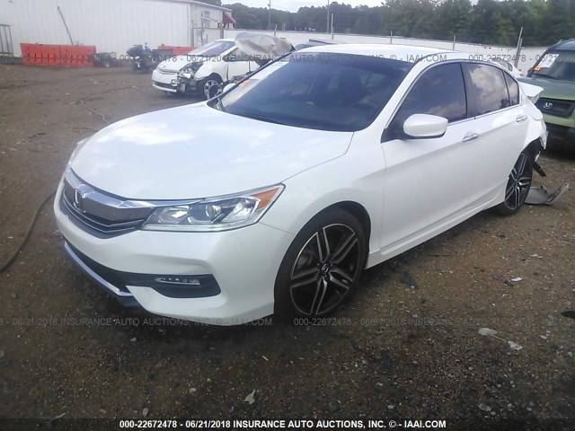 1HGCR2F5XGA242740 - 2016 HONDA ACCORD SPORT WHITE photo 2