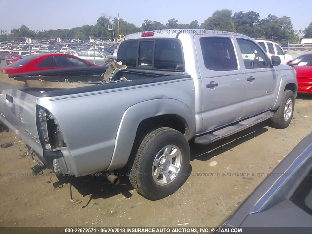3TMJU62N67M040398 - 2007 TOYOTA TACOMA DOUBLE CAB PRERUNNER SILVER photo 4