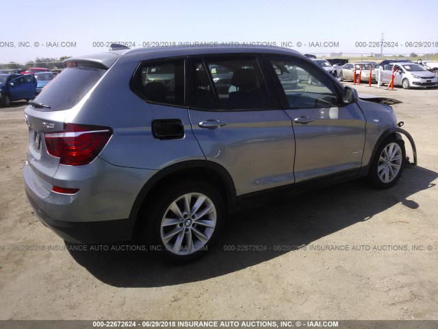 5UXWX9C5XF0D44351 - 2015 BMW X3 XDRIVE28I GRAY photo 4