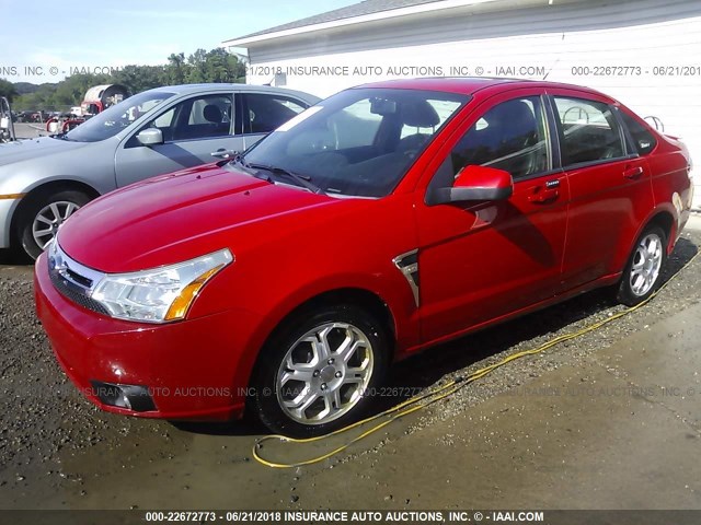 1FAHP35NX8W103249 - 2008 FORD FOCUS SE/SEL/SES RED photo 2