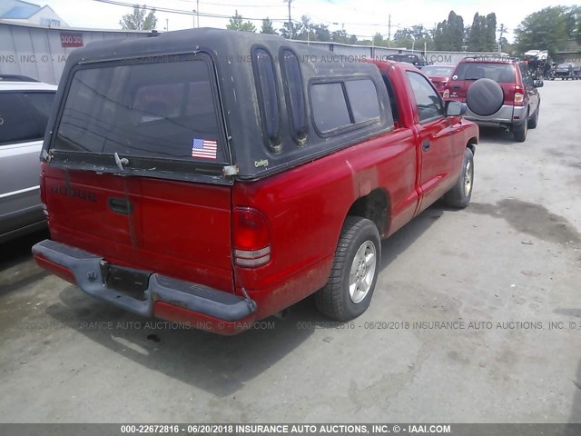 1B7FL26X81S196065 - 2001 DODGE DAKOTA RED photo 4