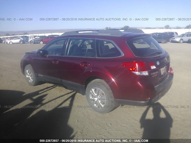 4S4BRBAC2C3216501 - 2012 SUBARU OUTBACK 2.5I RED photo 3