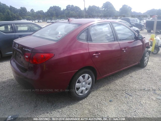 KMHDU46D39U674846 - 2009 HYUNDAI ELANTRA GLS/SE RED photo 4