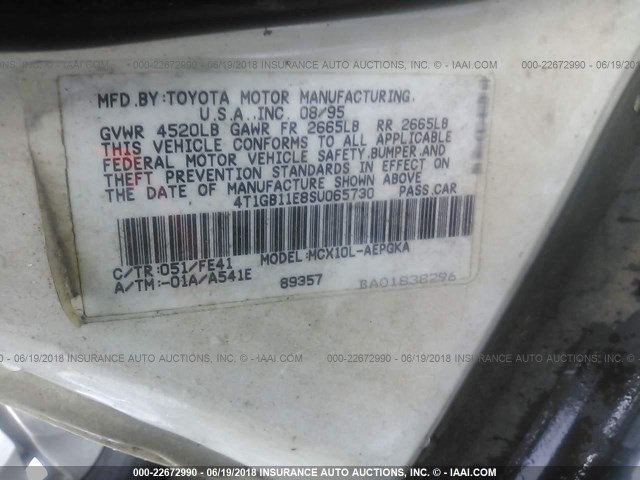 4T1GB11E8SU065730 - 1995 TOYOTA AVALON XLS WHITE photo 9