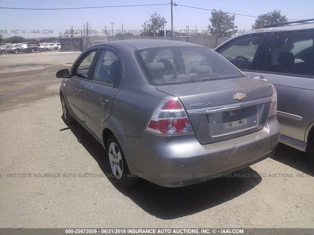 KL1TD56607B065608 - 2007 CHEVROLET AVEO LS SILVER photo 3