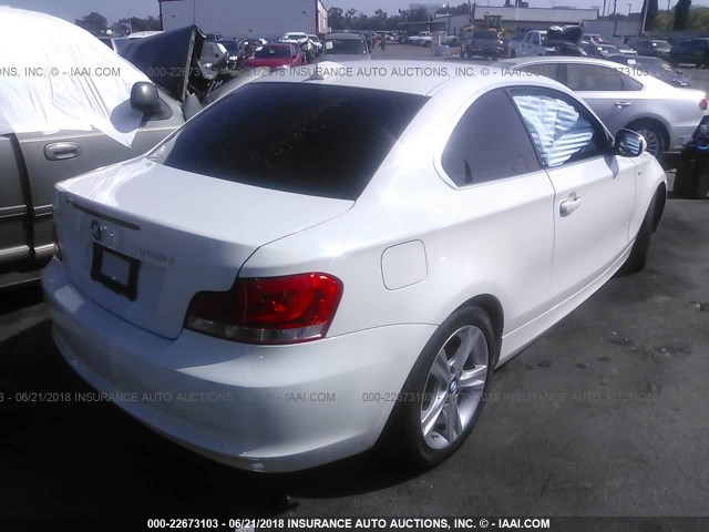 WBAUP9C57CVL91550 - 2012 BMW 128 I WHITE photo 4