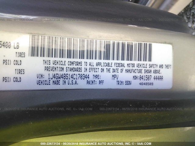 1J4GW48S14C170344 - 2004 JEEP GRAND CHEROKEE LAREDO/COLUMBIA/FREEDOM 棕色 照片 9