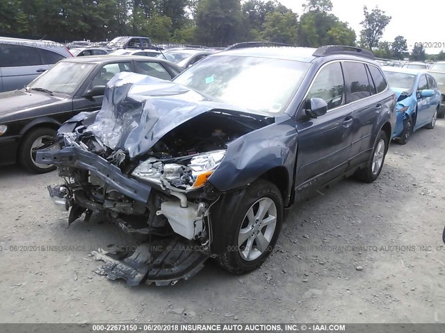 4S4BRBCC9E3217211 - 2014 SUBARU OUTBACK 2.5I PREMIUM BLUE photo 2