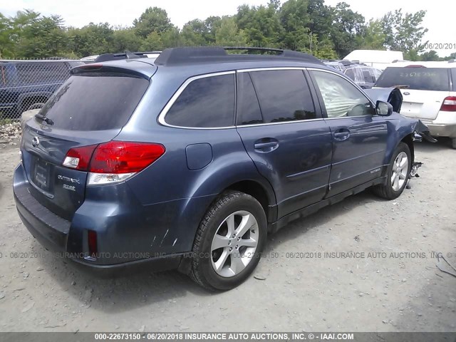 4S4BRBCC9E3217211 - 2014 SUBARU OUTBACK 2.5I PREMIUM BLUE photo 4