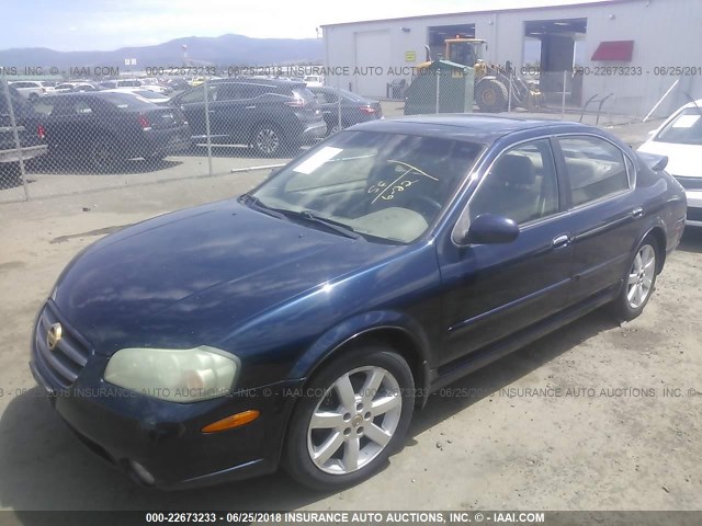 JN1DA31A73T407374 - 2003 NISSAN MAXIMA GLE/SE BLUE photo 2