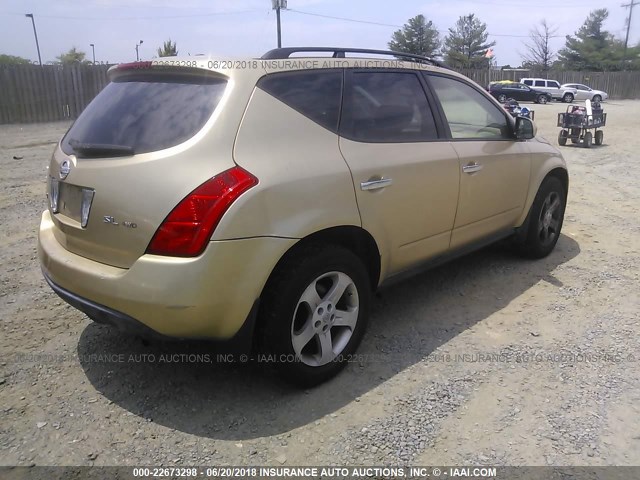 JN8AZ08W53W225295 - 2003 NISSAN MURANO SL/SE GOLD photo 4