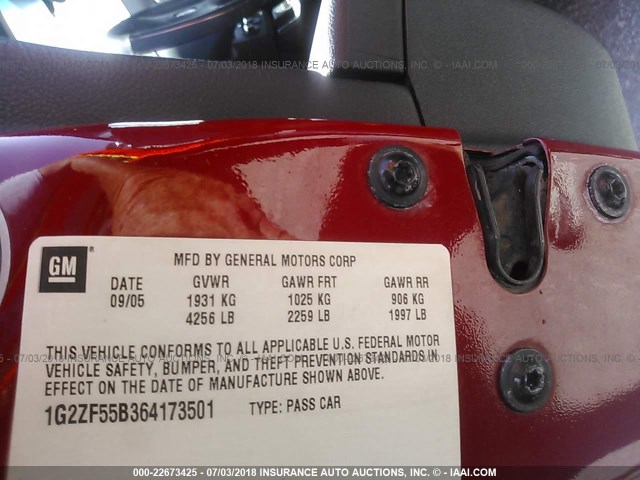 1G2ZF55B364173501 - 2006 PONTIAC G6 SE RED photo 9