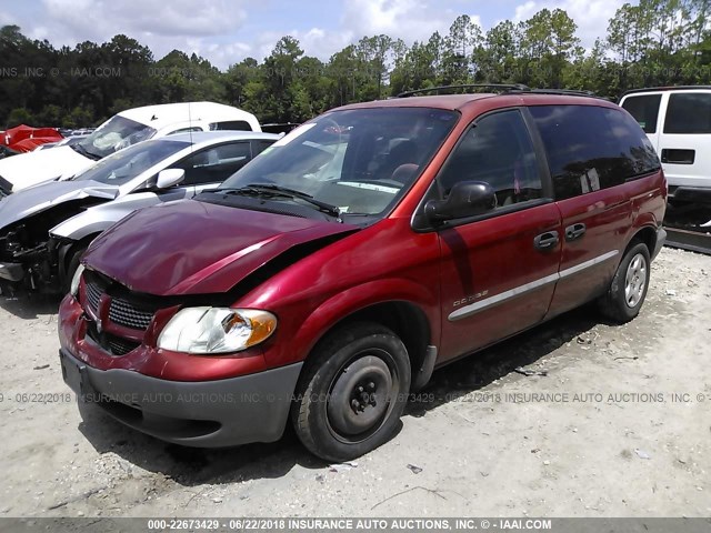 1B4GP25R31B188268 - 2001 DODGE CARAVAN SE RED photo 2