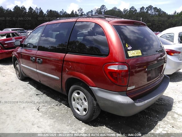 1B4GP25R31B188268 - 2001 DODGE CARAVAN SE RED photo 3