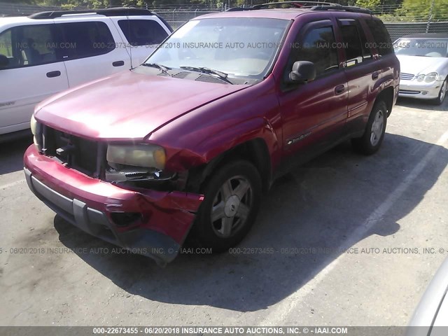 1GNDT13S722248014 - 2002 CHEVROLET TRAILBLAZER  BURGUNDY photo 2