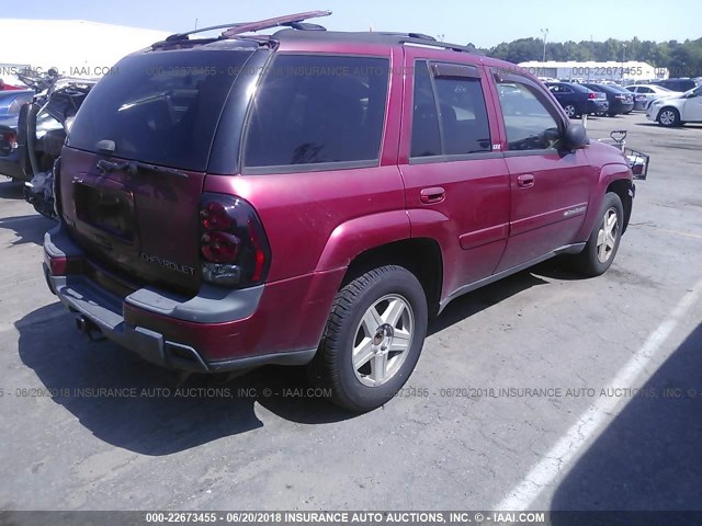 1GNDT13S722248014 - 2002 CHEVROLET TRAILBLAZER  BURGUNDY photo 4