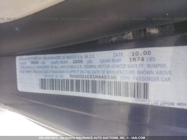 3VWDD21C91M440336 - 2001 VOLKSWAGEN NEW BEETLE GLX 深蓝色 照片 9