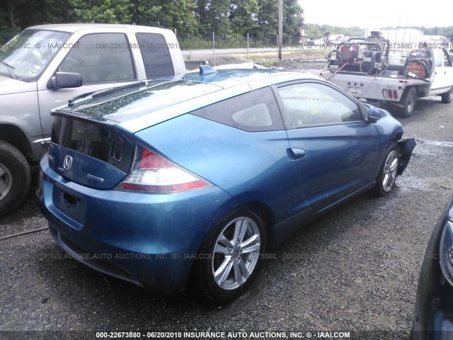 JHMZF1C62BS006416 - 2011 HONDA CR-Z EX BLUE photo 4