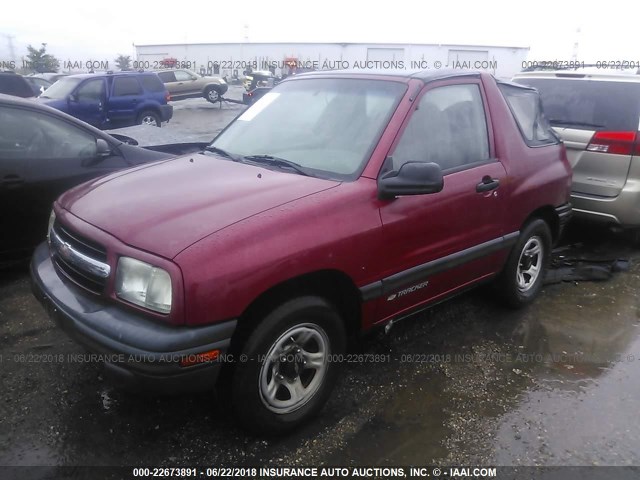 2CNBE18C8Y6939555 - 2000 CHEVROLET TRACKER RED photo 2