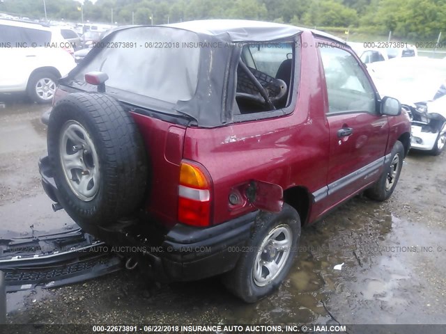 2CNBE18C8Y6939555 - 2000 CHEVROLET TRACKER RED photo 4