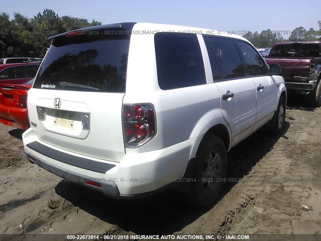 5FNYF28177B017979 - 2007 HONDA PILOT LX WHITE photo 4