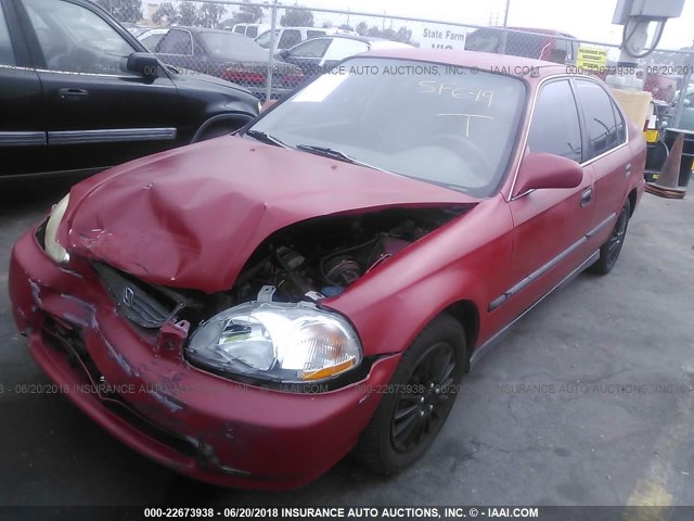 1HGEJ6677WL002282 - 1998 HONDA CIVIC LX RED photo 2