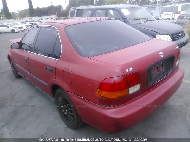 1HGEJ6677WL002282 - 1998 HONDA CIVIC LX RED photo 3