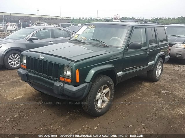 1J4FF68S0XL504424 - 1999 JEEP CHEROKEE SPORT/CLASSIC მწვანე ფოტო 2
