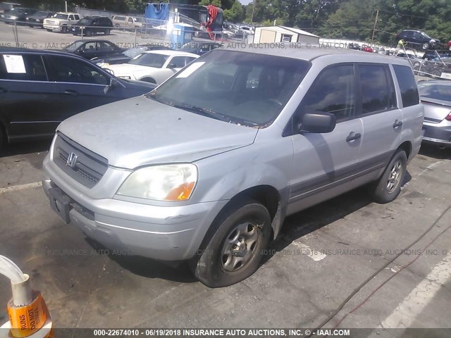 2HKYF18104H593579 - 2004 HONDA PILOT LX SILVER photo 2