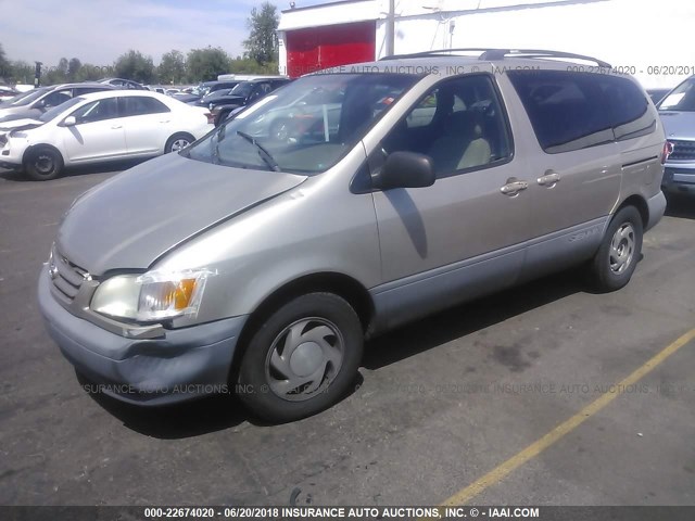 4T3ZF13C31U332139 - 2001 TOYOTA SIENNA LE/XLE TAN photo 2