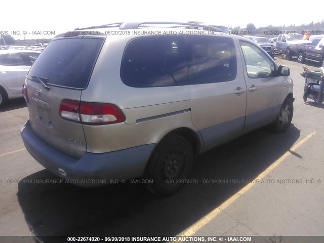 4T3ZF13C31U332139 - 2001 TOYOTA SIENNA LE/XLE TAN photo 4