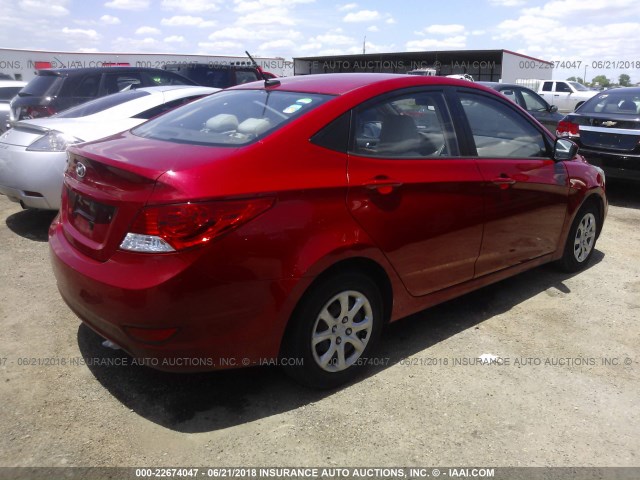 KMHCT4AE7DU560937 - 2013 HYUNDAI ACCENT GLS/GS RED photo 4