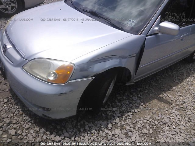 JHMES96673S003517 - 2003 HONDA CIVIC HYBRID BLUE photo 6